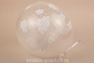 Воздушный шарик "Розочки" 30 см с лентой 27-2004