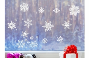 Наклейки на окна "Мерцающие снежинки" 45-3150