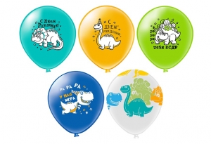 Воздушные шарики "Динозаврики" 5 шт. с лентой 27-6167