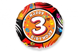 Шар фольгированный "Happy 3rd Birthday", диаметр 45 см 27-6226