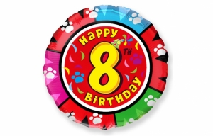 Шар фольгированный "Happy 8th Birthday", диаметр 45 см 27-6231