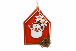 Набор для создания елочного украшения «Снеговик в красном домике» 72-7157