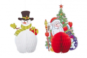 Подвесной бумажный декор "Снеговик и Дед Мороз" 2 шт. 45-7168