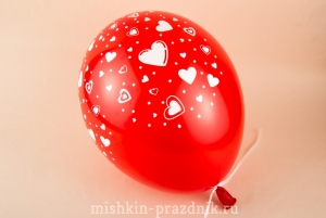 Воздушный шарик "Сердечки" 30 см с лентой 27-921