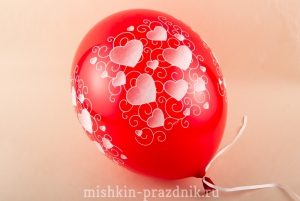 Воздушный шарик с лентой "Сердечки" 27-935