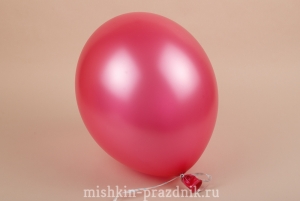 Воздушный шарик ярко-розовый 35 см с лентой 27-1036
