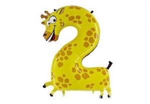 Шар фольгированный "Цифра 2" - Жираф, высота 90 см 27-2746