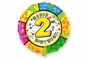 Шар фольгированный "Happy 2nd Birthday", диаметр 45 см 27-2852