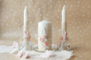 Свадебные свечи "Аваланж" с подсвечниками 17-595