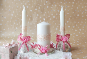 Свадебные свечи "Розали" с подсвечниками 17-1903