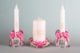 Свадебные свечи "Розали" с подсвечниками 17-1903