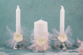 Свадебные свечи "Нежный шелк" с подсвечниками 17-3011