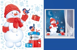 Набор двусторонних наклеек "Снеговик с подарками" 45-6906