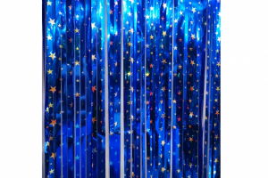 Занавес-дождик "Звезды, синий металлик" 100 х 200 см 48-8023